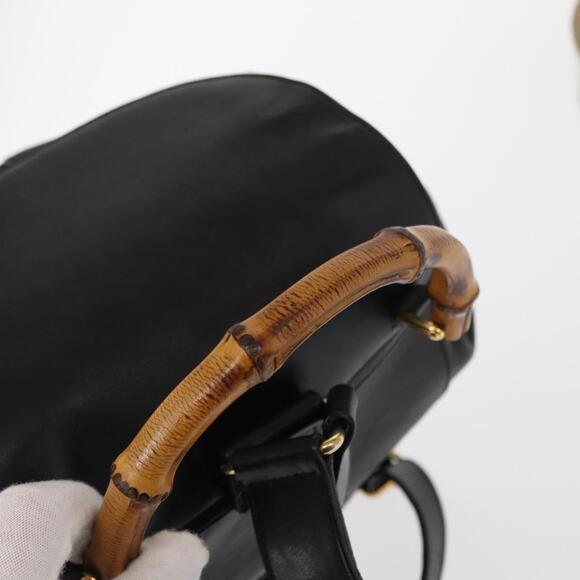 GUCCI Bamboo Backpack Leather Black Gold 003 2058 0016 Auth kk594 main image 15